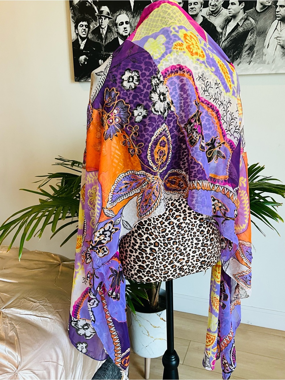 Vibrant Multicolor Floral Scarf - Picture 7 of 7